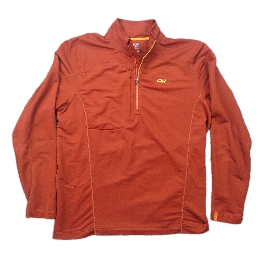 Outdoor Research OR Vigor Grid Fleece 1/4 Zip Pullover Mens XL Orange Tech Top